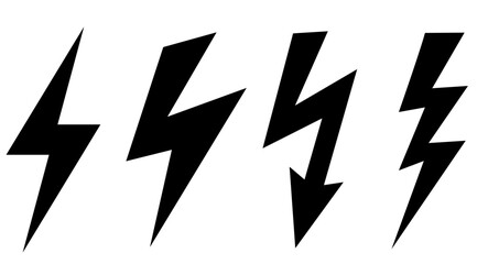 Lightning icon, thunder bolt vector signs