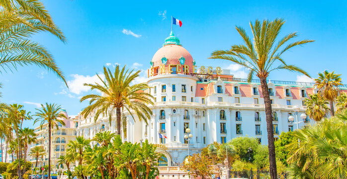Famous Le Negresco luxury hotel in Nice city centre. 