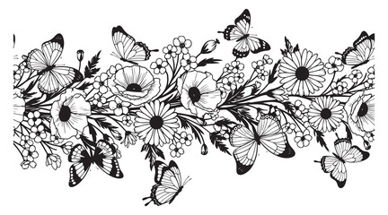 Fototapeta premium black and white flowers