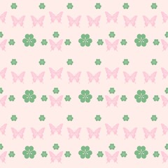 Background floral pattern, fabric design with abstract geometric shapes.