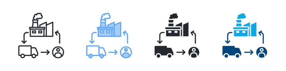 Fototapeta premium Supply Chain Icon Set Multiple Style. Design In Outline, Blue, Glyph, Dual Tone