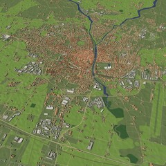 3D illustration of city and urban in Parma Italy