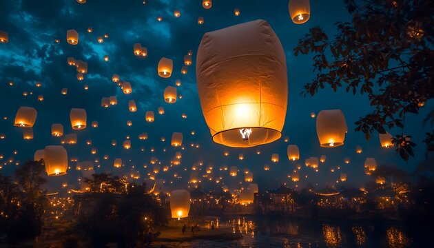 Yi Peng lantern festival. - Powered by Adobe