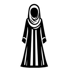 Black and white vector silhouette of a abaya on white background