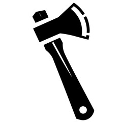 Black and white vector silhouette of a axe on white background