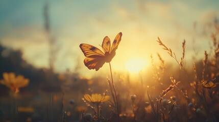 Butterfly at sunset