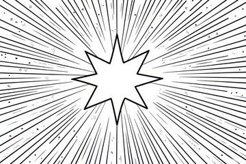 Obraz premium Dynamic Energy Star Sparkler Line Drawing for Independence Day Coloring Book | Black and White July 4th Trail Marks Illustration