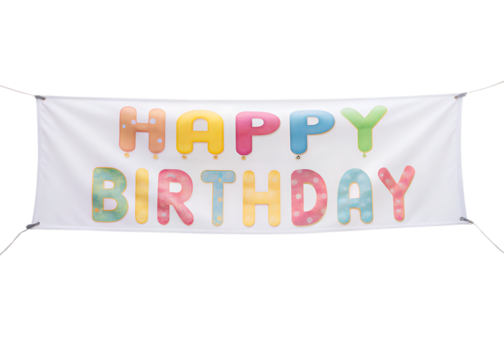 Happy birthday banner pastel colors isolated on a white background png