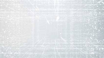 Abstract Light Background with Digital Lines and Particles Flowing