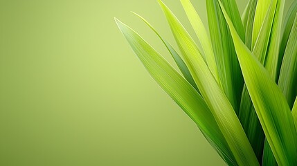 Vibrant green leaves against a light green background Close up view showcasing leaf texture and detail