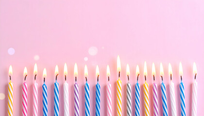 birthday background candles, celebrating various ages, minimal design