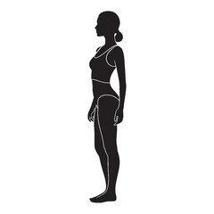 Small petite lady showcasing a neat and trim figure - petite lady silhouette - petite lady Vector - Silhouette of petite lady

