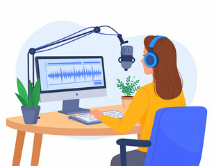 voice actor in studio recording animated film lines