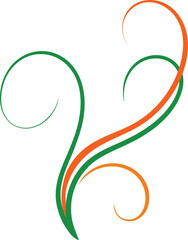 Obraz premium Colorful Swirl Floral Line Art Vector Design with Green and Orange Decorative Curves for Graphic and Print Projects