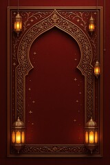 Islamic Arch Background – Elegant Gold & Lantern Frame