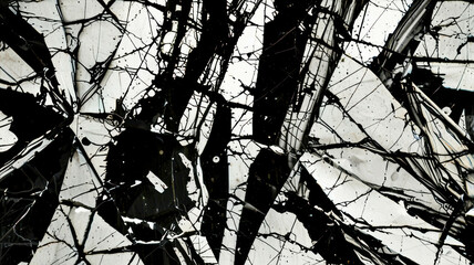 Striking fractured surface pattern in bold contrast. Dramatic design for artistic expression. Ideal for modern decor and creative projects. Perfect for stylish backgrounds and visual impact.