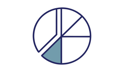 Simple five section pie chart data visualization graphic