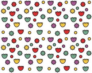 Abstract flowers seamless pattern, pop art style colorful flowers background