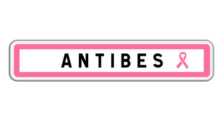 Panneau d'entrée Octobre Rose Antibes, Alpes-Maritimes, Provence-Alpes-Côte d'Azur