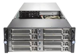 Powerful server rack system isolated on white background png 