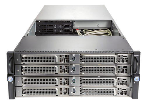 Powerful server rack system isolated on white background png 