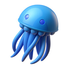 Blue Jellyfish 3D Rendering Isolated on White