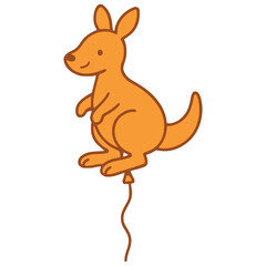 kangaroo balloon birthday party celebration flat color vector illustration template design
