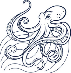 Vector floral design illustration featuring an abstract bird, fish, and nature elements with decorative ornate swirls, scrolls, and leaf silhouettes