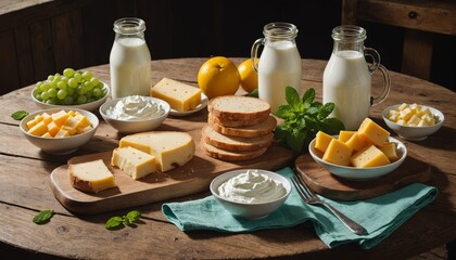 food, milk, cheese, breakfast, bowl, white, glass, healthy, fresh, baking, bread, drink, cooking, dairy, cream, egg, diet, meal, table, dessert, traditional, kitchen, ingredient, bottle, wooden
