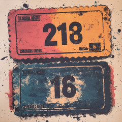 vintage tickets, retro diaries, vintage-style number stamps