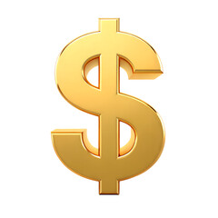 Obraz premium 3d golden dollar sign isolated on transparent background