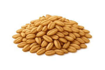 Puffed wheat cereal creating golden mound, floating against transparent backdrop for marketing graphic design