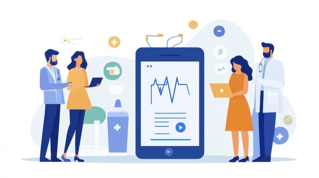 Healthcare Professionals Using Technology in Modern Medical Practice - Powered by Adobe