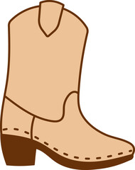 Minimal tan cowboy boot in cartoon western style
