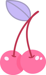 Pink cherries with pastel purple leaf vector