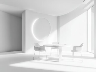 detailed image of White modern meeting room interior high detail