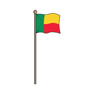 Benin, Republic Benin, R&eacute;publique du B&eacute;nin, Dahomey  flag with pole. made in indonesia, west java, cirebon'