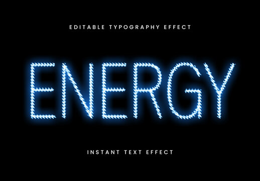 Blue And White Energy Electric Font Glow Light Text Effect