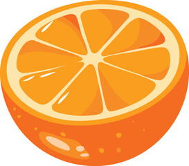 A single peeled orange with one slice slightly separated, arranged on a white background. The juicy texture and segments are clearly visible.