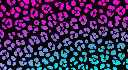 Leopard skin print in blue and pink gradient background
