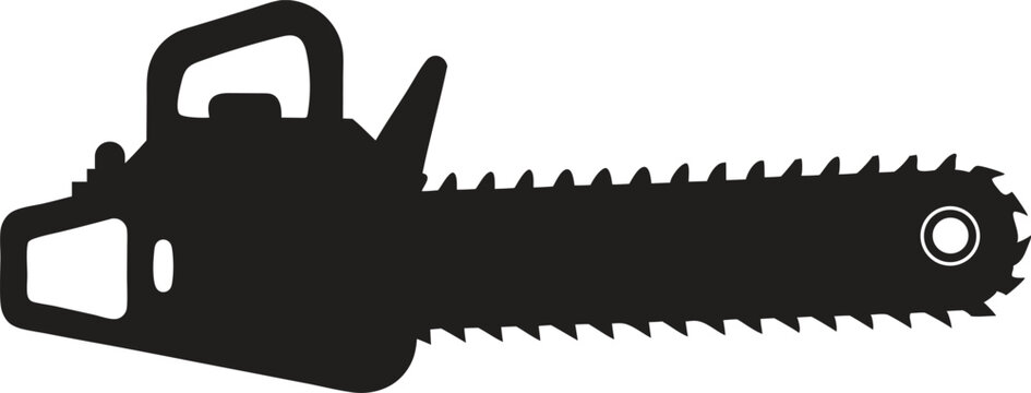 black chainsaw silhouette, tool for cutting wood clip art preview