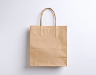 Simple brown paper bag with twisted handles against a clean white background