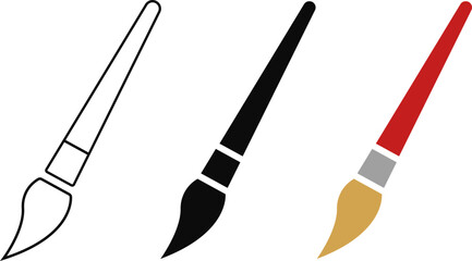 Paintbrush icon set. Assorted paintbrush. Painting tools elements.  home improvement symbol