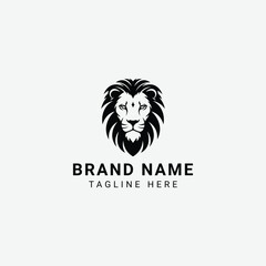 Stylized black lion head graphic with bold lines and heart-shaped halo. Symbolic, minimalist design that conveys power, royalty, and strength in frontal symmetry.