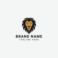 Stylized black lion head graphic with bold lines and heart-shaped halo. Symbolic, minimalist design that conveys power, royalty, and strength in frontal symmetry.