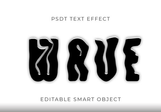 Black And White Wave Glossy Font Soft Wavy Text Effect