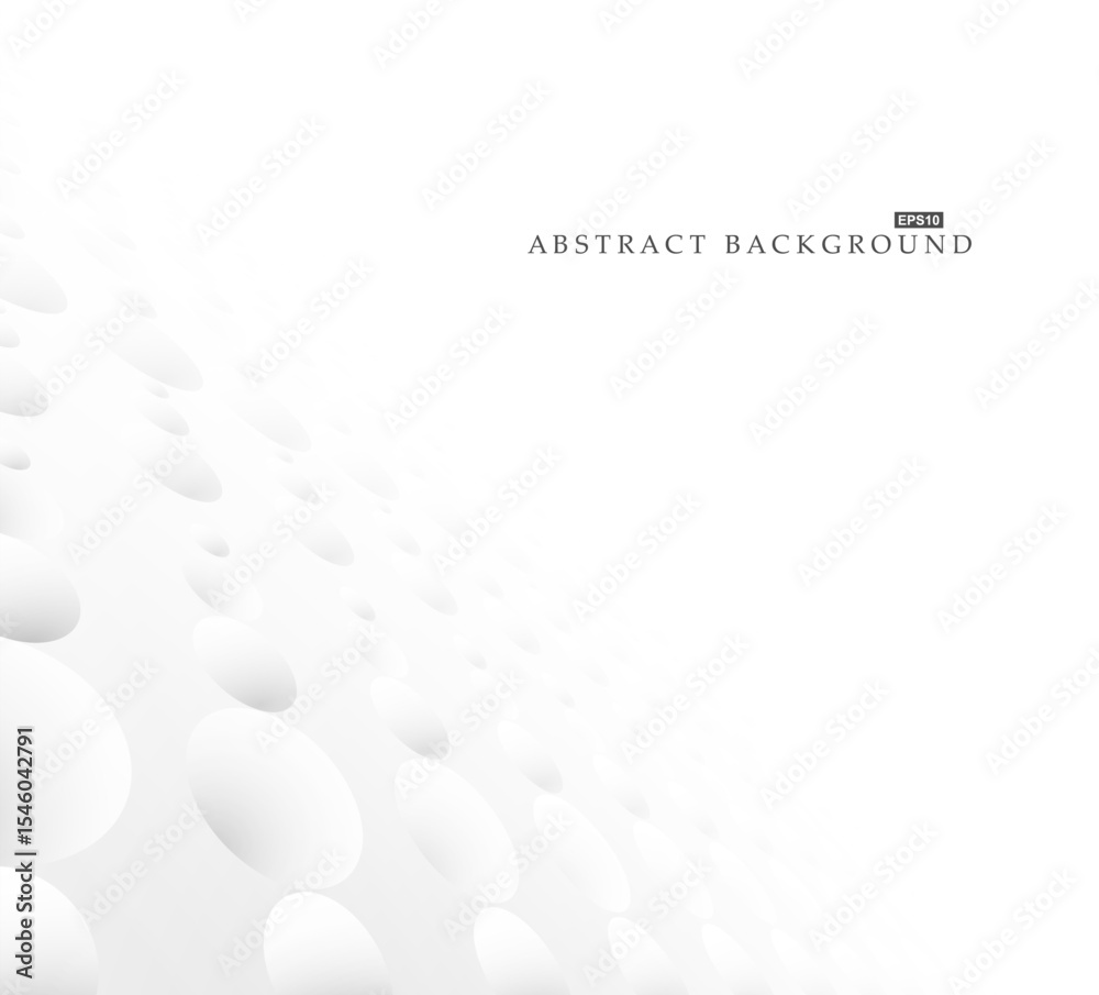 Poster Vector abstract futuristic dotted background with perspective. Infinity surface with 3d circles. Bright minimalistic digital technology design. Light clean concept