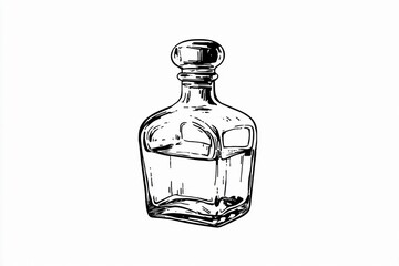 Elegant Glass Bottle Captures Simplicity and Beauty in Minimal Line Art Style Generative AI