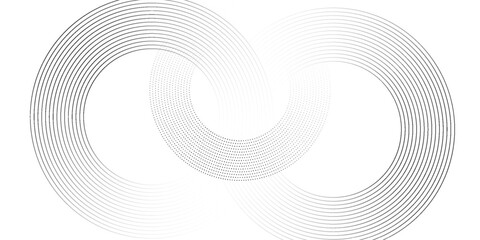White abstract minimalist background with circle lines and dot pattern.