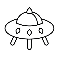 Fototapeta premium Alien ship thin line icon, cosmos concept. Vector graphics. Spaceship for humanoid aliens, UFO plate sign on white background, style mobile or design.